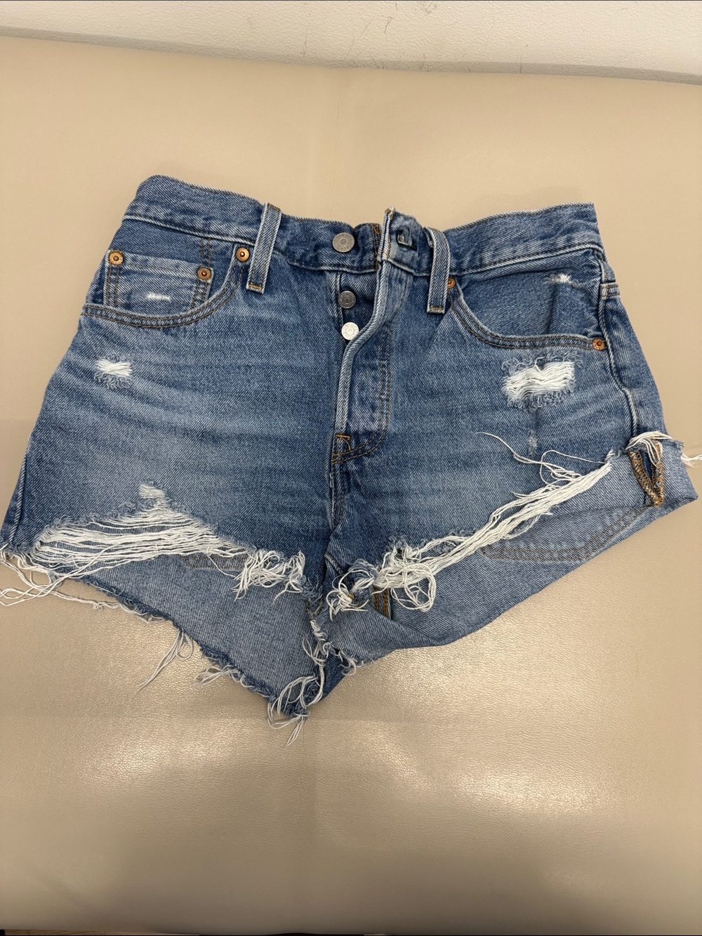Levi's Distressed Cutoff Denim Shorts - Blue
